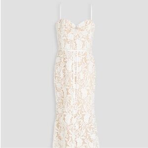 Marchesa Notte Satin-Trimmed Guipure Lace And Tulle Gown